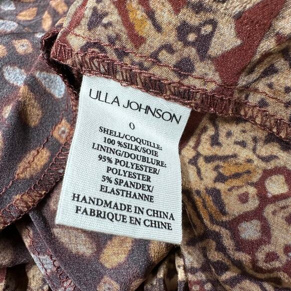 Ulla Johnson NWT Hayana Mini Dress in Agate Brown Size 0 100% Silk Shibori - Picture 7 of 11